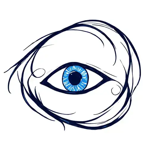 Simple Basic Evil Eye With Navy Swirls And Lines Around