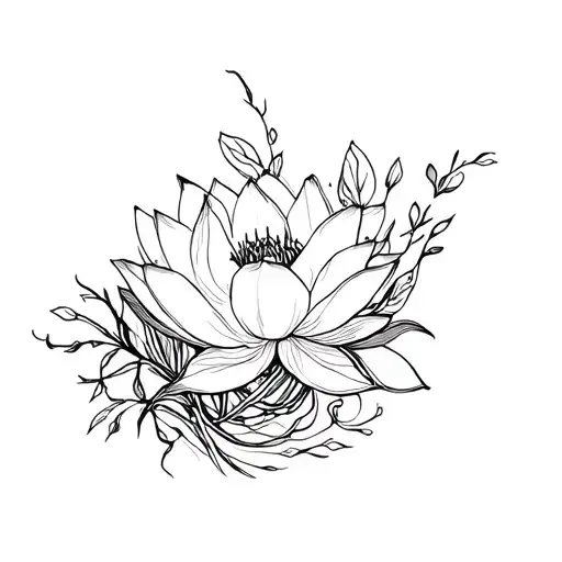 Lotus Flowers With Vines Wrapping