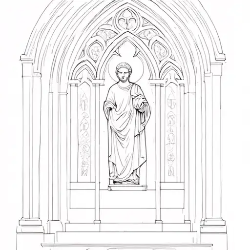 Church Window With Statue