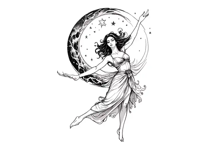 Dancing Woman Under The Moon