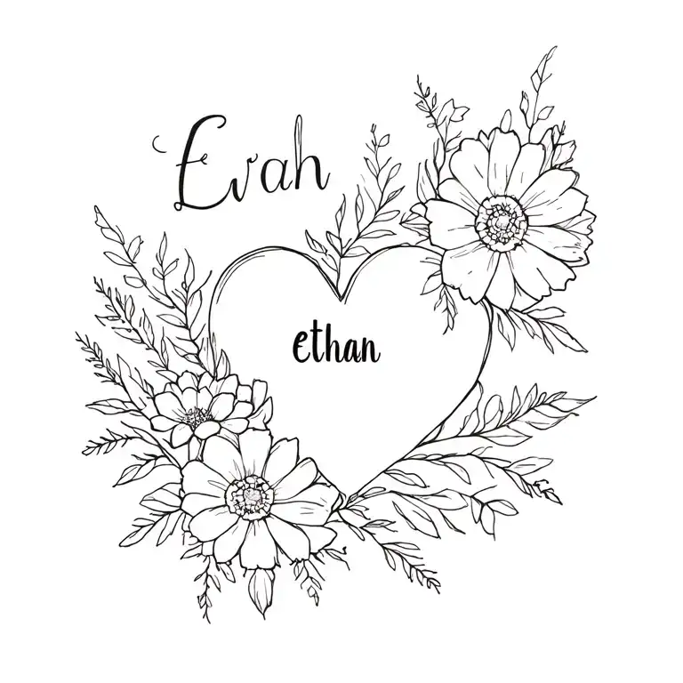 Name Ethan With Flowers And A Heart