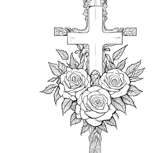 Upside Down Cross Surrounded With Roses