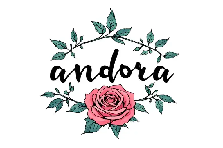 Name Written Andora With Rose Wrapped