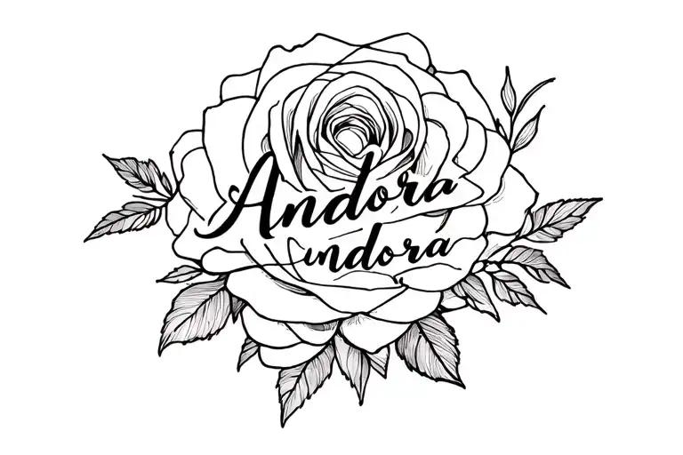 Name Written Andora With Rose Surrounded