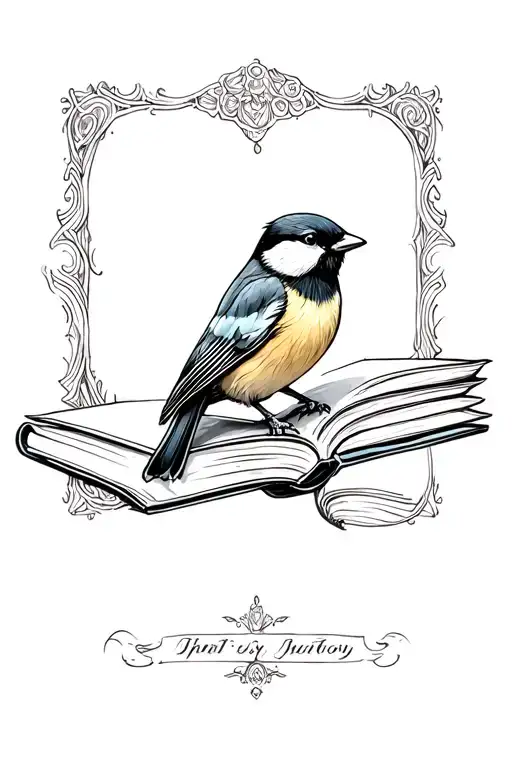 Great Tit Sitting On A Book