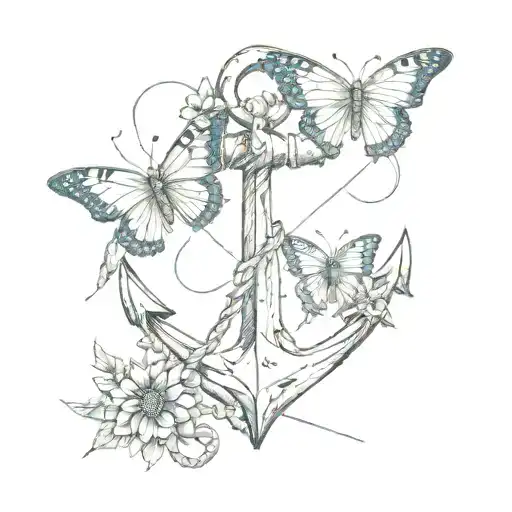 Anchor With One Butterfly