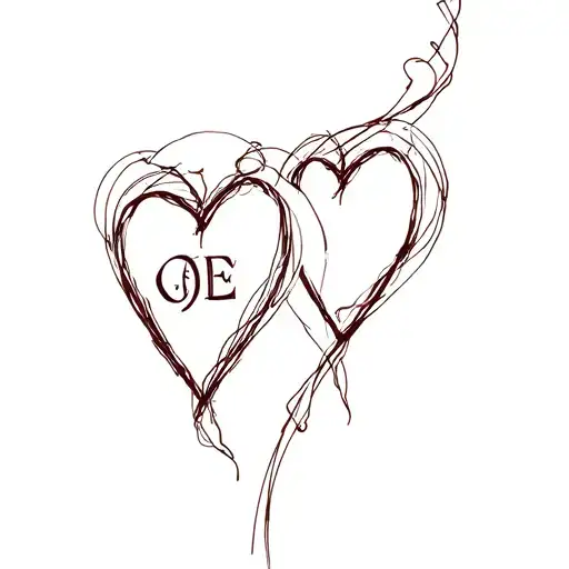 2 Hearts With Initials