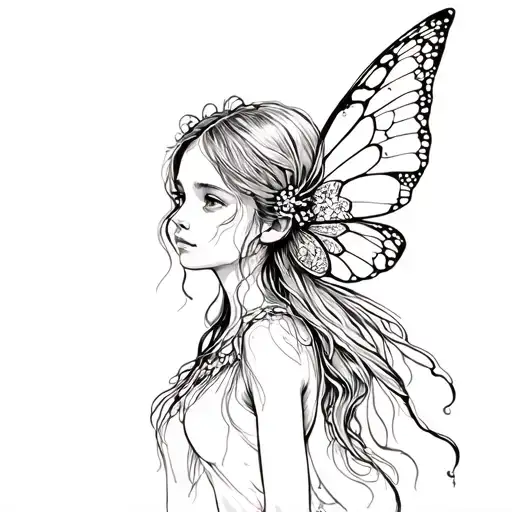 Girl With Her Shadow As A Fairy