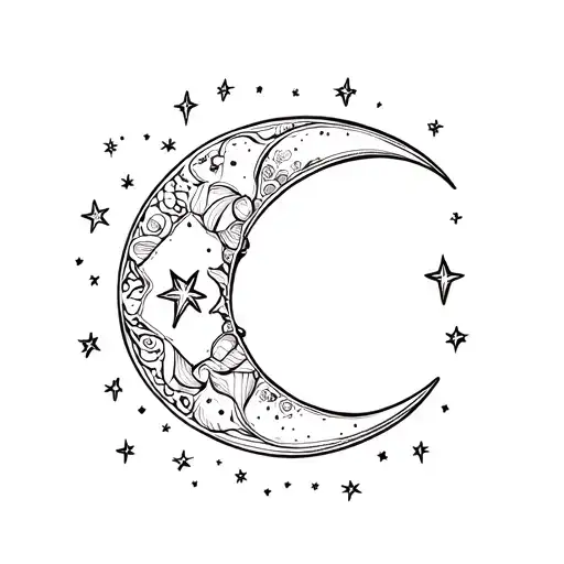 Crescent Moon And Stars