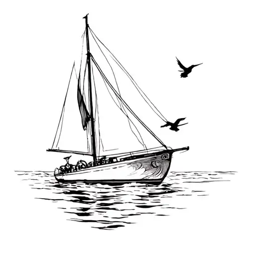 Sailboat With Bird Silhouette