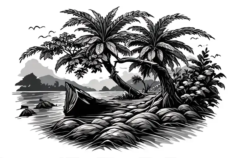 Dominican Nature Scene With Taino