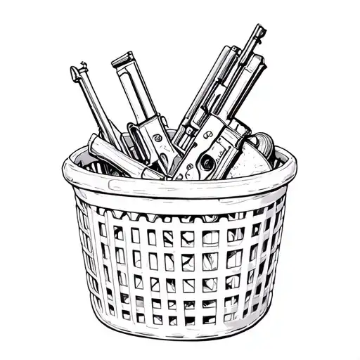 Laundry Basket Full Of Guns - Cheap Looking In A Thrift Shop