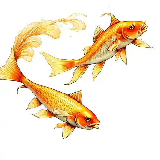 3 Golden Fish Swimming