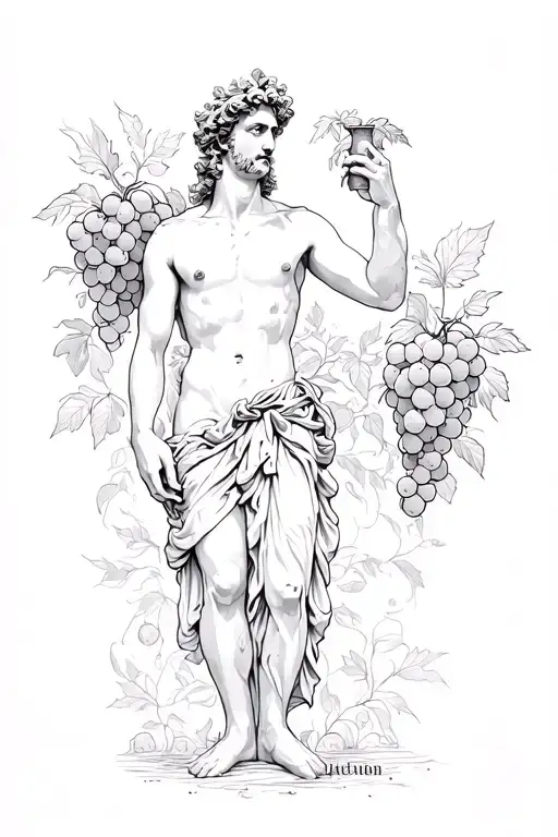 Old Dionysos Surrounded By Grapes
