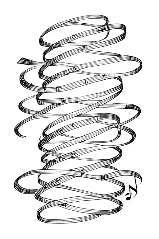 Music Book With Multiple Notes In Ribbons Style Design