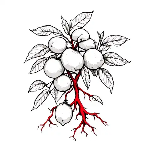 Black Lemon Tree With Lemons And Red Roots