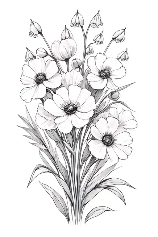 Lilly Of The Valley Poppy Cosmos Flower Bouquet