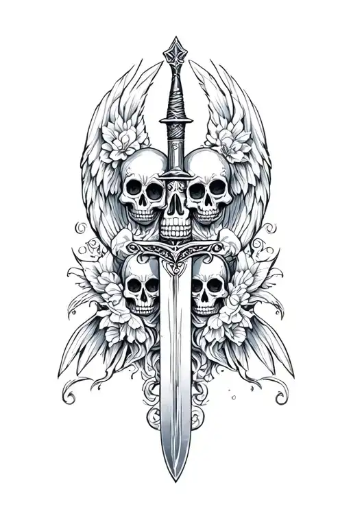 St Michael Sword Sugar Skulls Surrounded