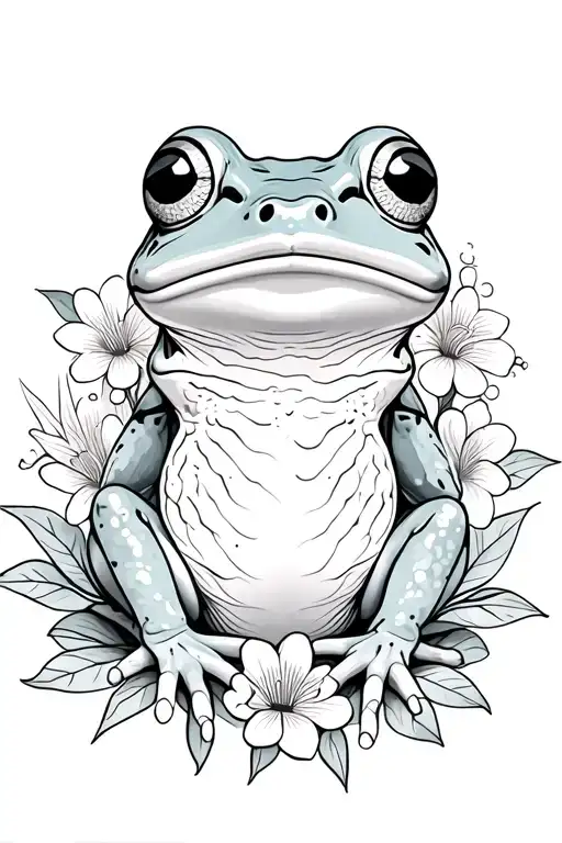Frog And Flowers Surrounding