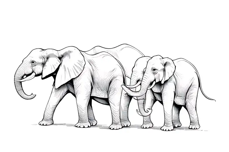 Three Elephants Walking Togther