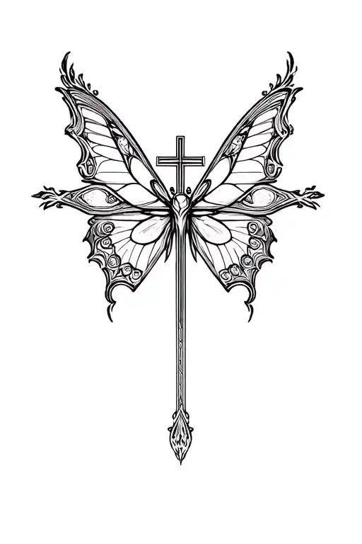 Cross With Butterfly Wings