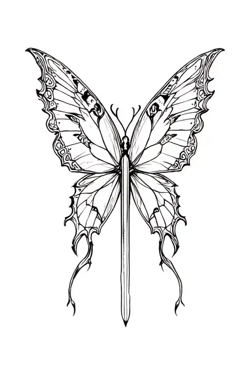 Cross With Butterfly Wings Spread