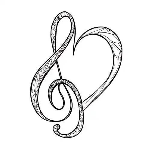 Bass Clef And F Clef Merged To Make A Heart Shape