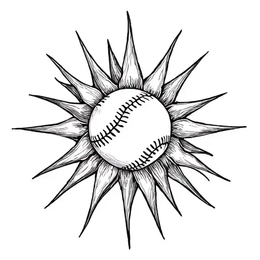 Sun With Baseball Stichings And Crosses For Rays