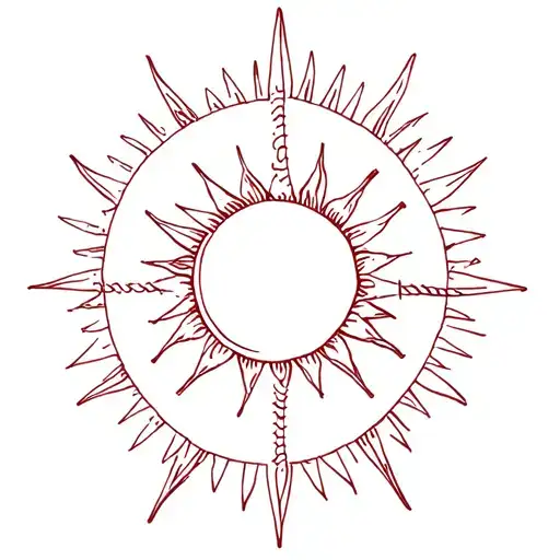 Sun With Baseball Stichings And Crosses For Rays