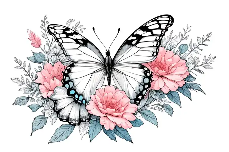 Butterflies Surrounding Flowers Blooming