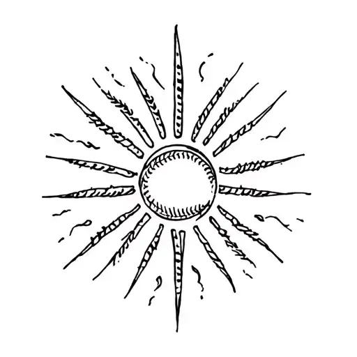 Sun With Baseball Stichings And Detachted Crosses For Rays