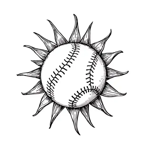 Sun With Baseball Stichings And Detachted Crosses For Rays