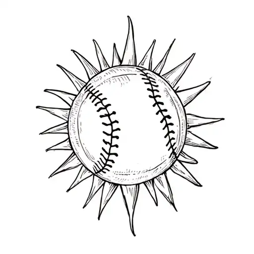 Sun With Baseball Stichings And Detachted Crosses For Rays