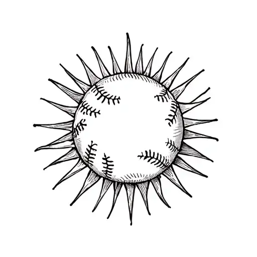 Sun With Baseball Stichings And Detachted Crosses For Rays