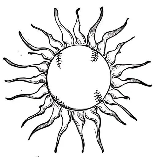 Sun With Baseball Stichings And Detachted Crosses For Rays