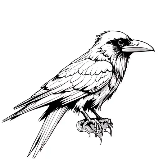 Raven With Human Skull