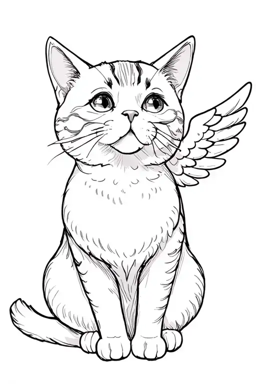 Simple Cat Angel Blowing A Kiss