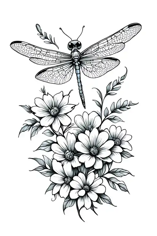 Dragonfly And Butterfly Flowers