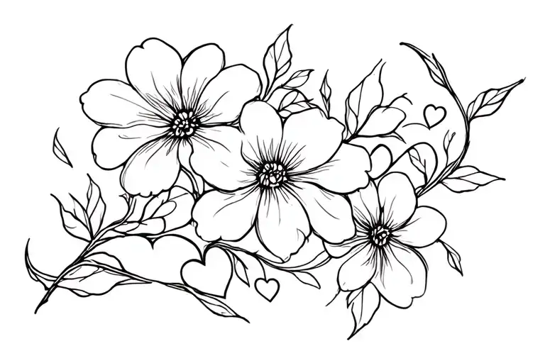 Flower Vine With Hearts