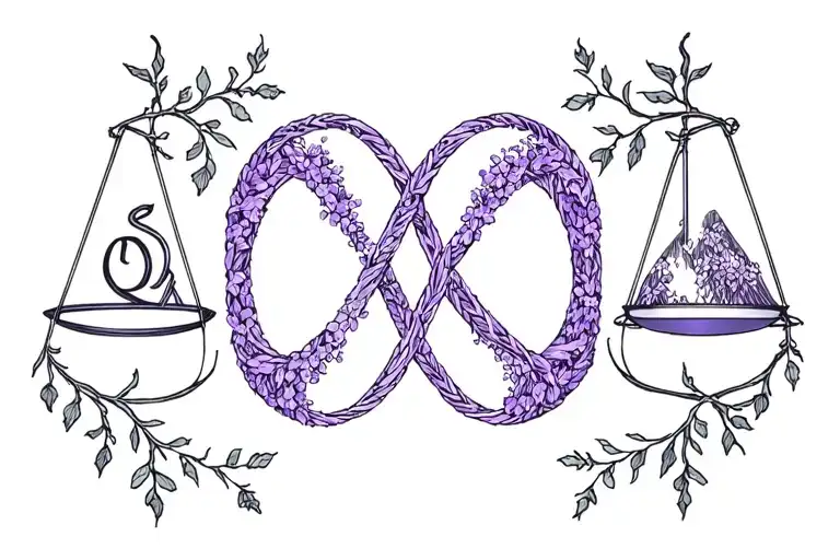 Entwined Leo And Libra Glyphs With An Infinity Symbol Made Of Wisteria
