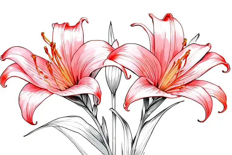 Red And Pink Colored Lilies