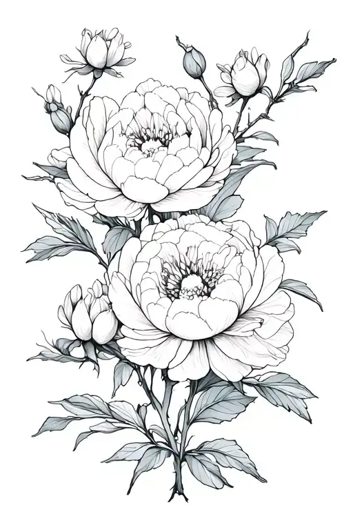 Peonies With Jasmine Branches