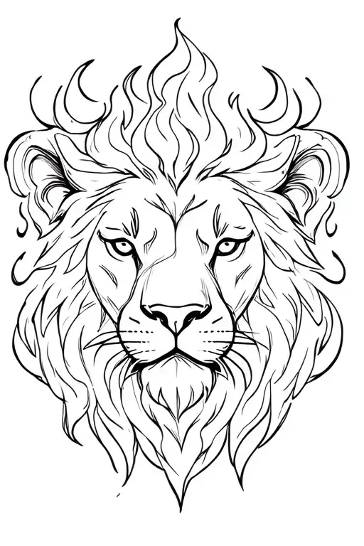 Flames Surrounding Lion Head