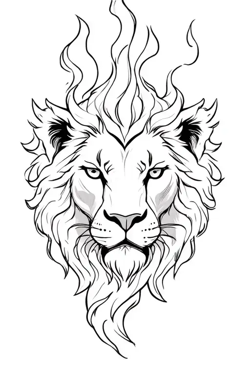 Flames Coming Up Arm Turning Into Lion Head
