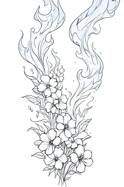 Flames Coming Up Arm With Smoke Turning Into Flowers