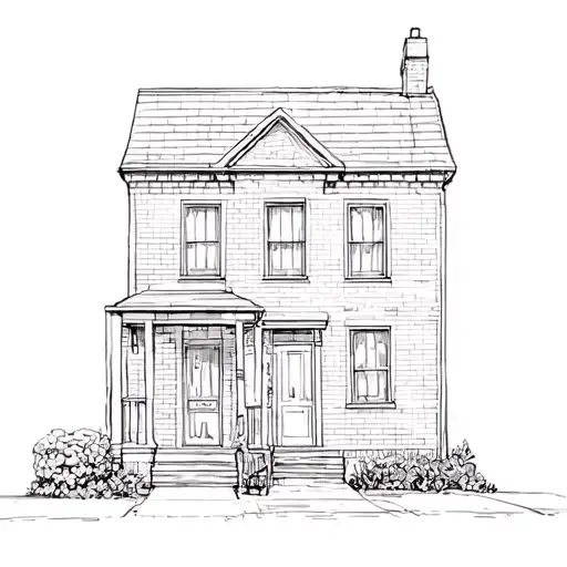 Yellow Brick House With Walker By The Front Door