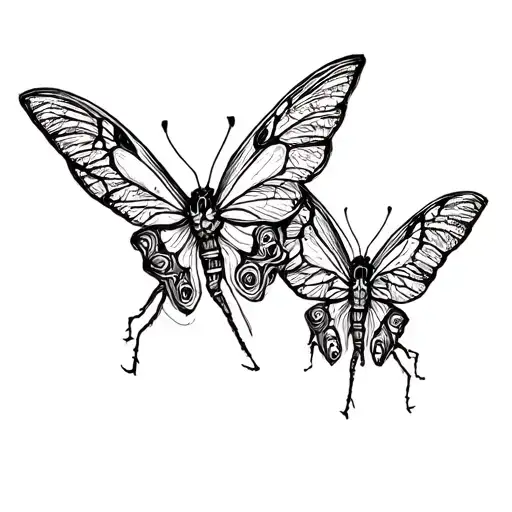 2 Moths Flying Together