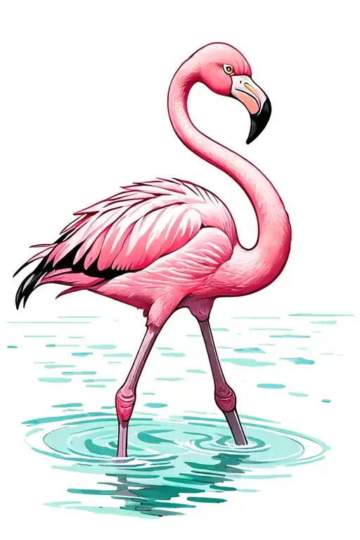 Pink Flamingo Standing In Water Tattoo idea
