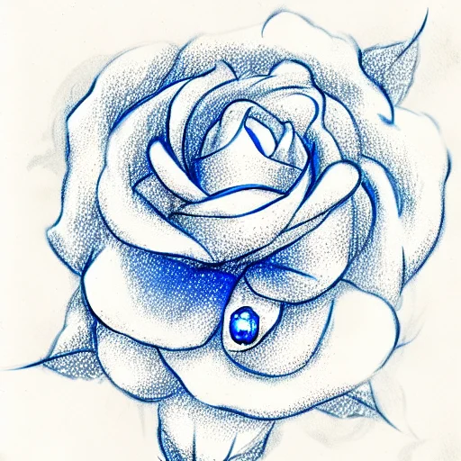 White Rose With Blue Gems And Pearls