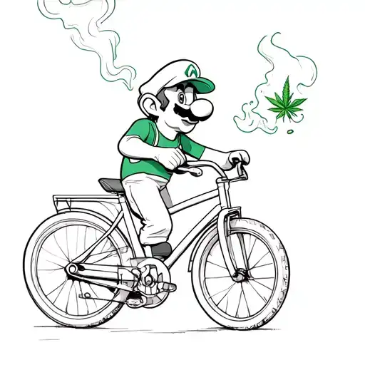 Mario Smoking Weed And Riding A Bicycle